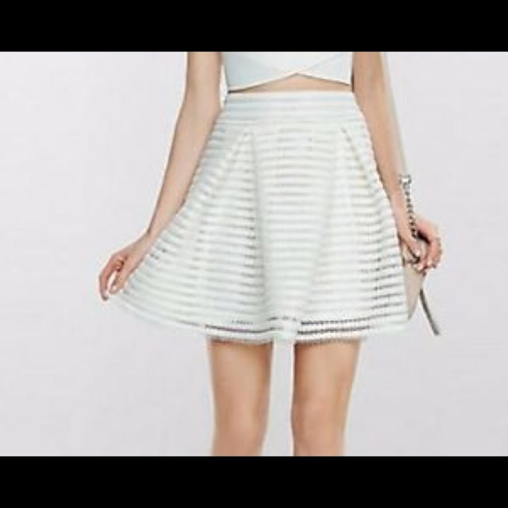 EXPRESS Ivory Mesh High Waisted Full Pleated Skirt
